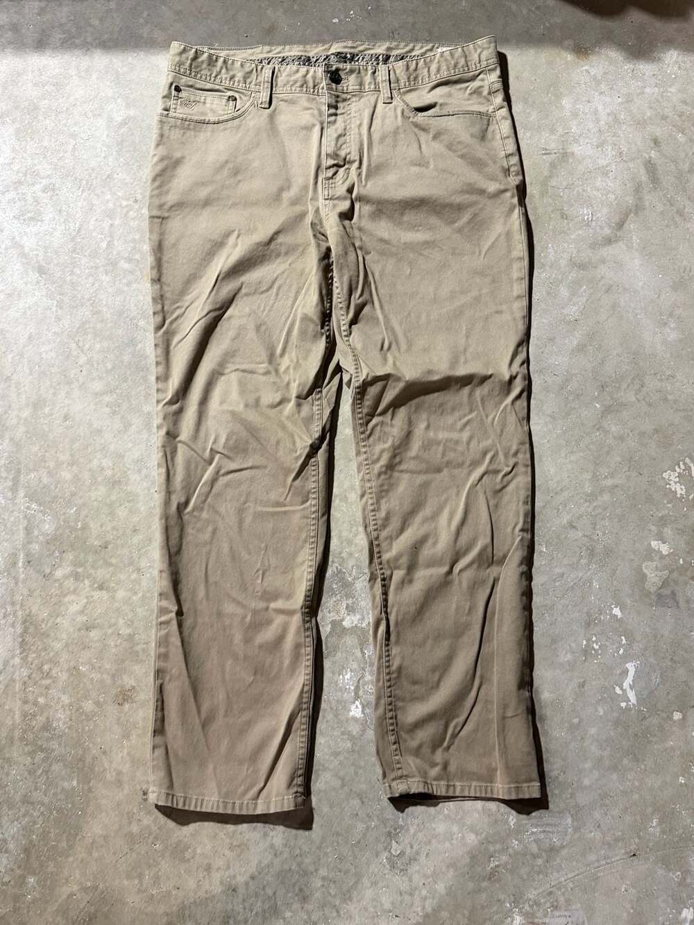 English Laundry Men's Khaki 5-Pocket Cotton Stretch Pants, Size 36x30